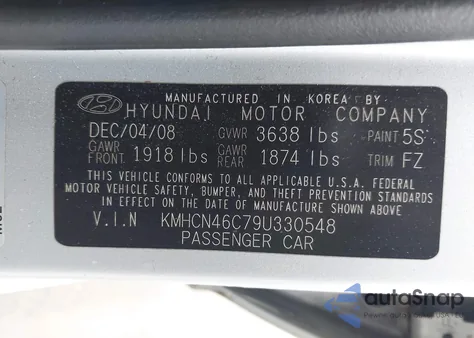 2009 Hyundai Accent Gls из США, поврежденный, VIN KMHCN46C79U330548